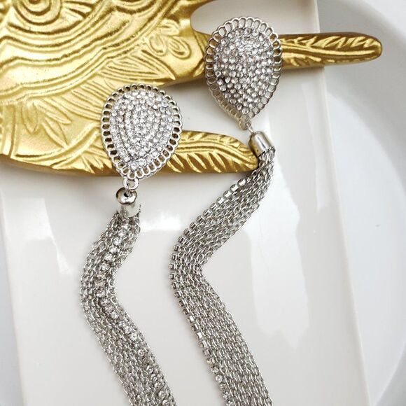 New! Zara Night Out Siler Tassel Post Earrings - Picture 10 of 13